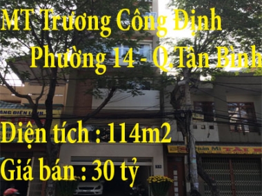 Chính Chủ Cần Bán Nhà Mặt Tiền Số 75 Trương Công Định, Phường 14, Quận Tân Bình Giá Mùa Dịch.