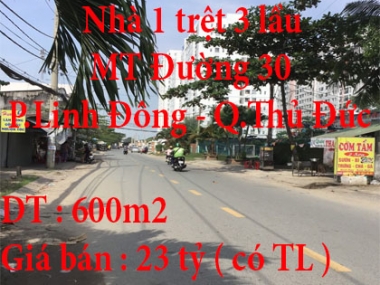 Chính chủ bán gấp căn nhà mặt tiền Đường 30, P.Linh Đông, Q.Thủ Đức