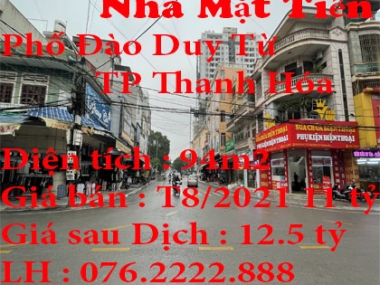 Chính Chủ Cần Bán Nhà Mặt Tiền Ở Phố Đào Duy Từ Thành Phố Thanh Hóa.