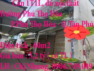 Mình chuyển công tác cần bán gấp căn 1T1L, đủ nội thất tại Phú Thọ Hòa, Tân Phú chỉ 3,2 tỷ