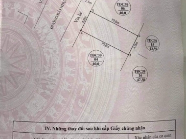 GIÁ ĐẦU TƯ: BÁN ĐẤT 40M2 TÁI ĐỊNH CƯ VINHOME (CHỢ HOA QUẢ)